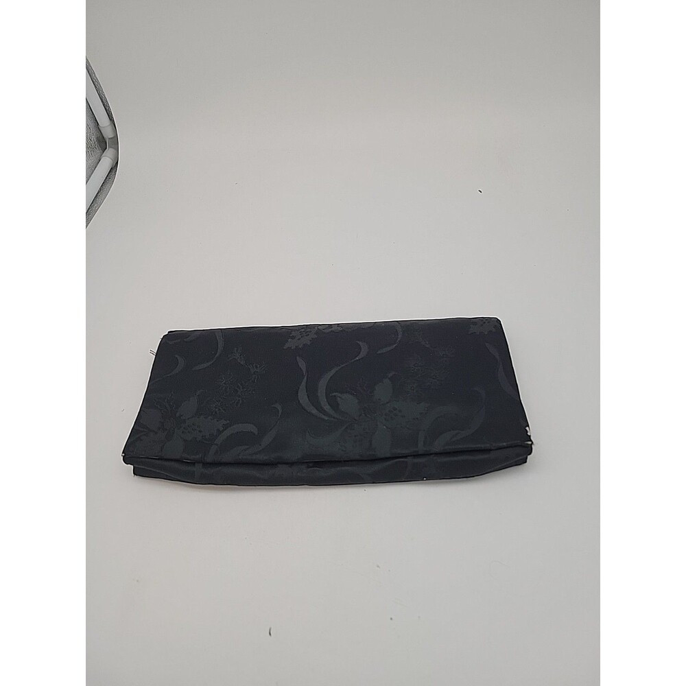 READ Vtg Macy's Jacquard Black Clutch Wallet Japan Purse Evening Silk Blend